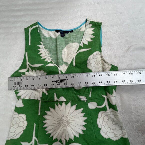 Boden Womens Green White Floral Sleeveless Cotton Shift Dress 10L V-Neck WH133 - Picture 8 of 10